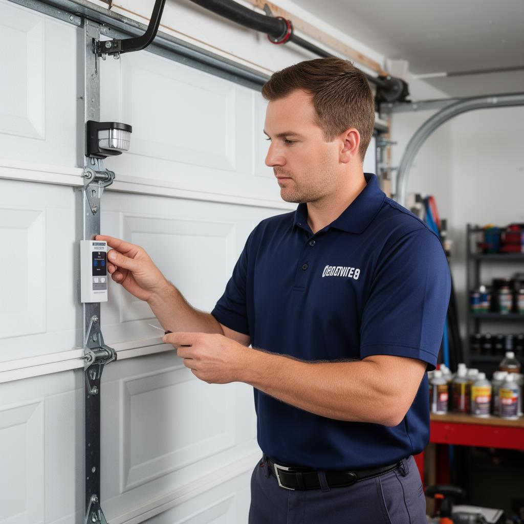 Professional garage door technician from Garage Door West Dennis servicing a residential garage door